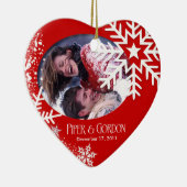 Ornement (rouge) de photo de flocons de neige (Droite)