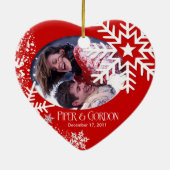 Ornement (rouge) de photo de flocons de neige (Dos)