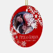 Ornement (rouge) de photo de flocons de neige (Droite)