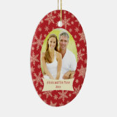 Ornement rouge de photo de vacances de Noël de (Droite)