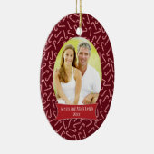 Ornement rouge de photo de vacances de Noël de (Droite)