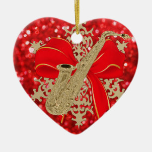 Ornement rouge de vacances de musique de saxophone