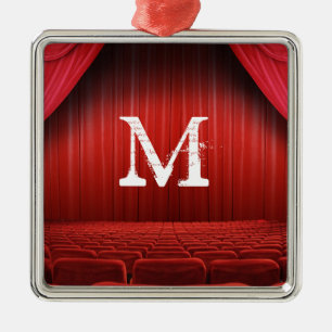 Ornement rouge d'initiale de monogramme de théâtre