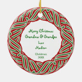 Ornement rouge et vert de votre photo de cadre de (Dos)