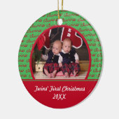 Ornement rouge et vert d'image de jumeaux (Gauche)