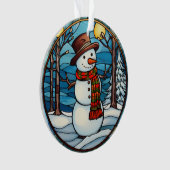 Ornement Snowman en verre tendu (devant)