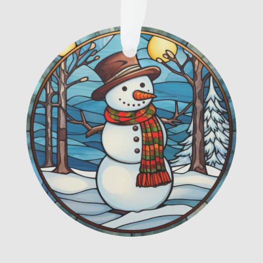 Ornement Snowman en verre tendu (devant)