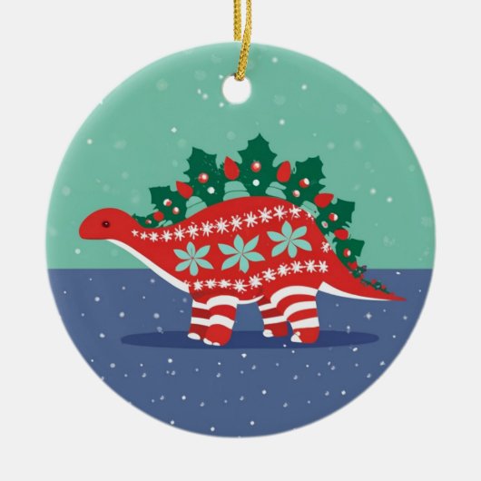 Ornement Stegosaurus Holly Lights Aglow (Devant)