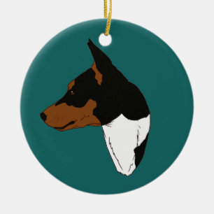 Ornement tricolore de Basenji de turquoise