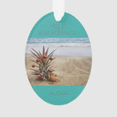 Ornement tropical de Noël d'ananas de plage (dos)