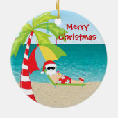 Ornement tropical de Noël de palmier de Père Noël (Dos)