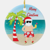 Ornement tropical de Noël de palmier de Père Noël (Dos)