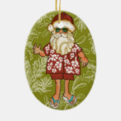 Ornement tropical de Noël de Père Noël de plage (Dos)