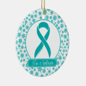 Ornement turquoise de Cancer ovarien de flocon de (Droite)