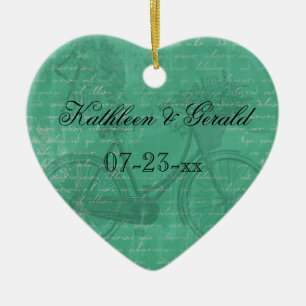 Ornement turquoise vintage de souvenir de coeur de