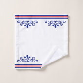 Ornement vectoriel chic et bandes rouges bleues su (Gant de toilette)