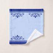 Ornement vectoriel et bandes bleues royales sur bl (Gant de toilette)