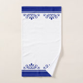 Ornement vectoriel et rayures bleu roi sur fond bl (Serviette à main)
