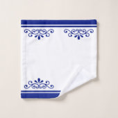 Ornement vectoriel et rayures bleu roi sur fond bl (Gant de toilette)