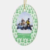 Ornement vert de photo de vacances de Noël (Gauche)