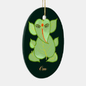 Ornement vert ovale de Ganpati de feuille de l'OM (Droite)