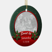 Ornement vert rouge du bonbon 16 à Noël de houx (Droite)