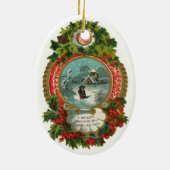 Ornement vintage d'ovale de scène de Noël (Dos)