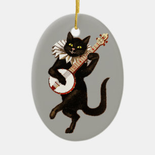 ornement vintage en porcelaine de chat