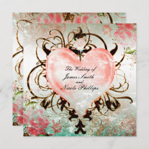 Ornemental Elegant Floral Vintage Heart Invitation