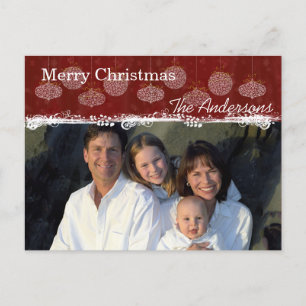 Ornements blancs Famille Photo de Noël Carte posta