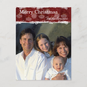 Ornements blancs Famille Photo de Noël Carte posta