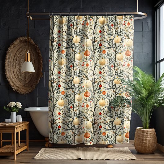 Ornements classiques de Noël Rideau de douche