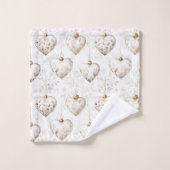 Ornements coeurs gris crème chic (Gant de toilette)