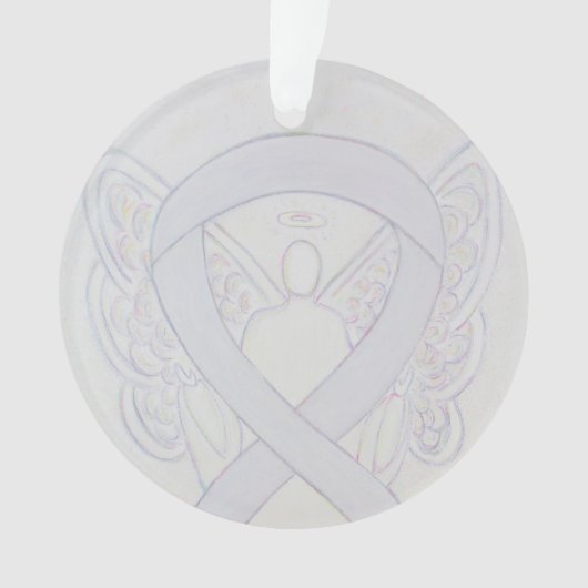 Ornements d'ange de ruban de sensibilisation blanc (devant)