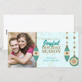 Ornements d'arbre en or bleu glace Cartes de photo (Devant / Derrière)