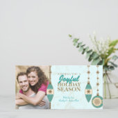 Ornements d'arbre en or bleu glace Cartes de photo (Debout devant)