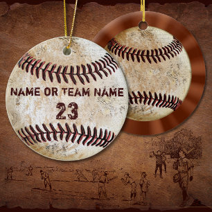 Ornements de baseball vintages avec NOM et NUMBER