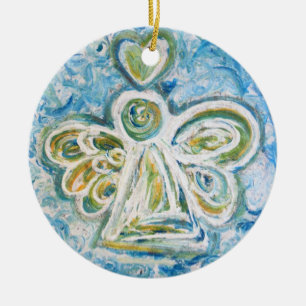 Ornements de cadeau de vacances d'art d'ange bleu 
