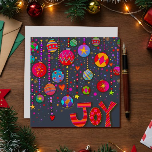 Ornements de Joie Festive Carte de Noël de Vacance