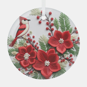 Ornements de Noël cardinaux brodés en 3D