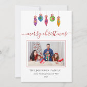 Ornements de Noël colorés Carte de voeux photo (Devant)