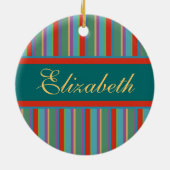 Ornements de Noël de nom de famille - rayures (Dos)