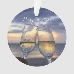 Ornements de Noël de plage Coucher de soleil acryl