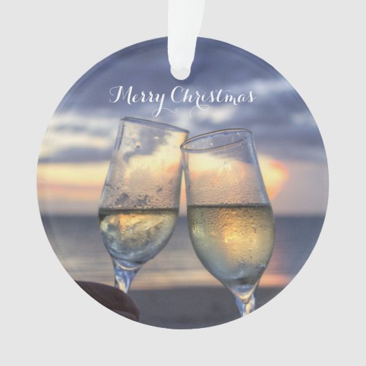 Ornements de Noël de plage Coucher de soleil acryl (devant)