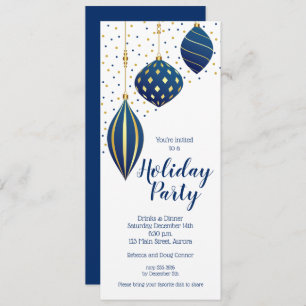 Ornements de Noël en or bleu Points Invitations de