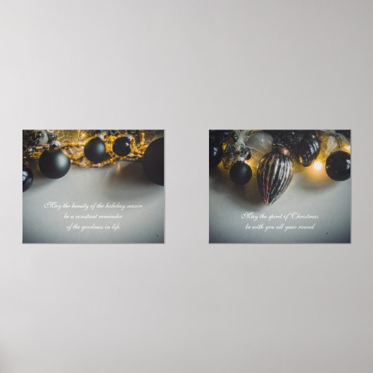 Ornements de Noël gris noir avec des guirlandes (Recto)