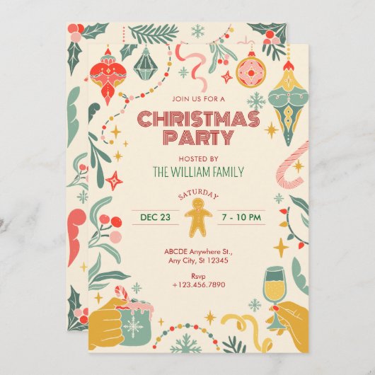 Ornements de Noël Invitation (Devant / Derrière)