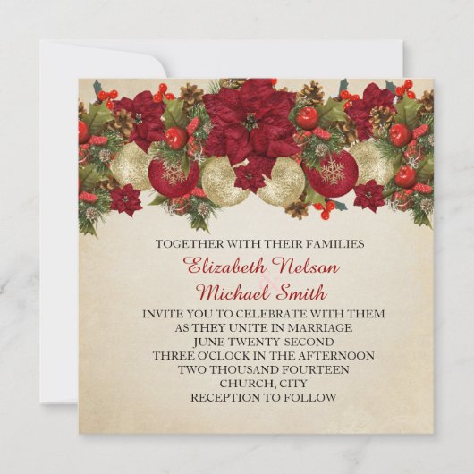 Ornements de Noël Invitation de mariage d'hiver (Devant)