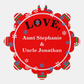 Ornements De Noël NOM DE LA FILLE Rouge Rose (Verso)