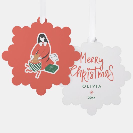Ornements de Noël Personnalisés – Vacances Joyeuse (Recto/Verso)